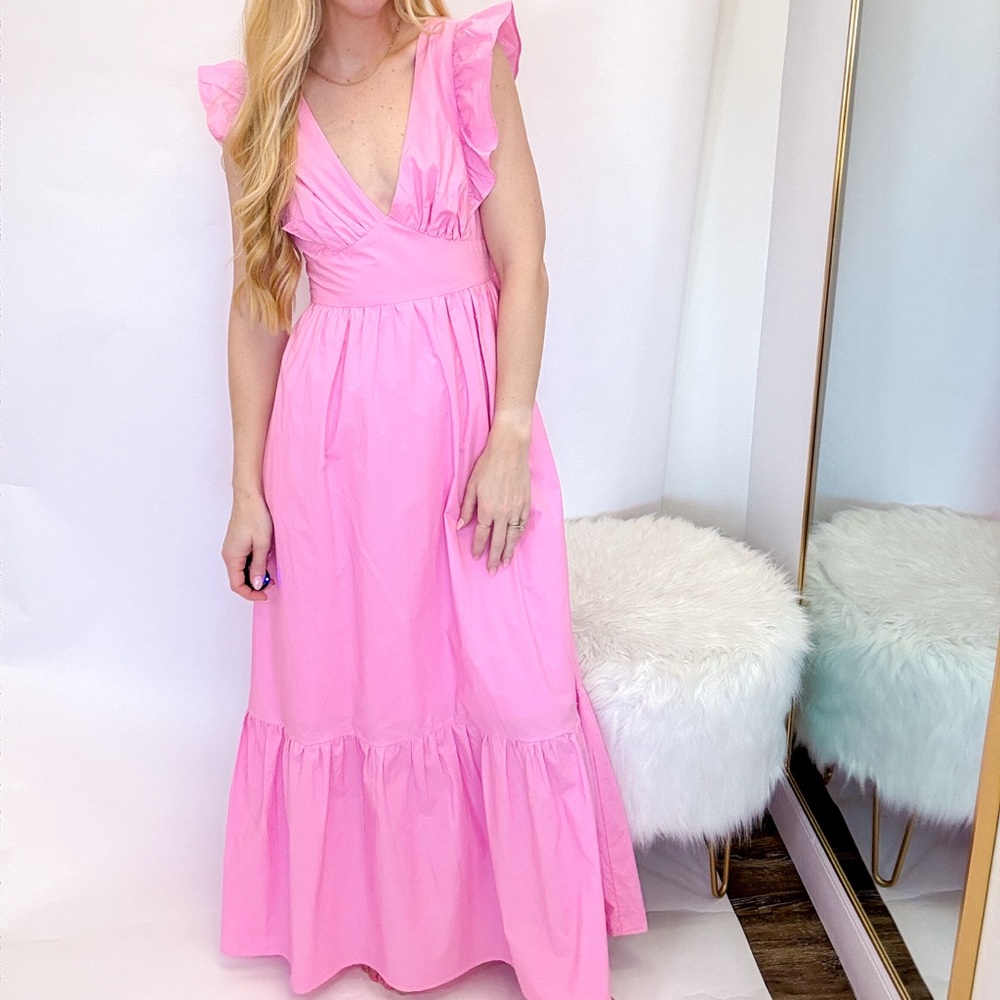 Pink Ruffled Maxi Dress